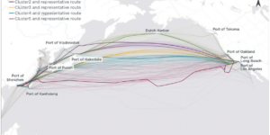 Possible Routes from China to the US for cargo ships.