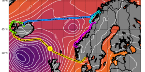 Vessel tracks over northern European waters